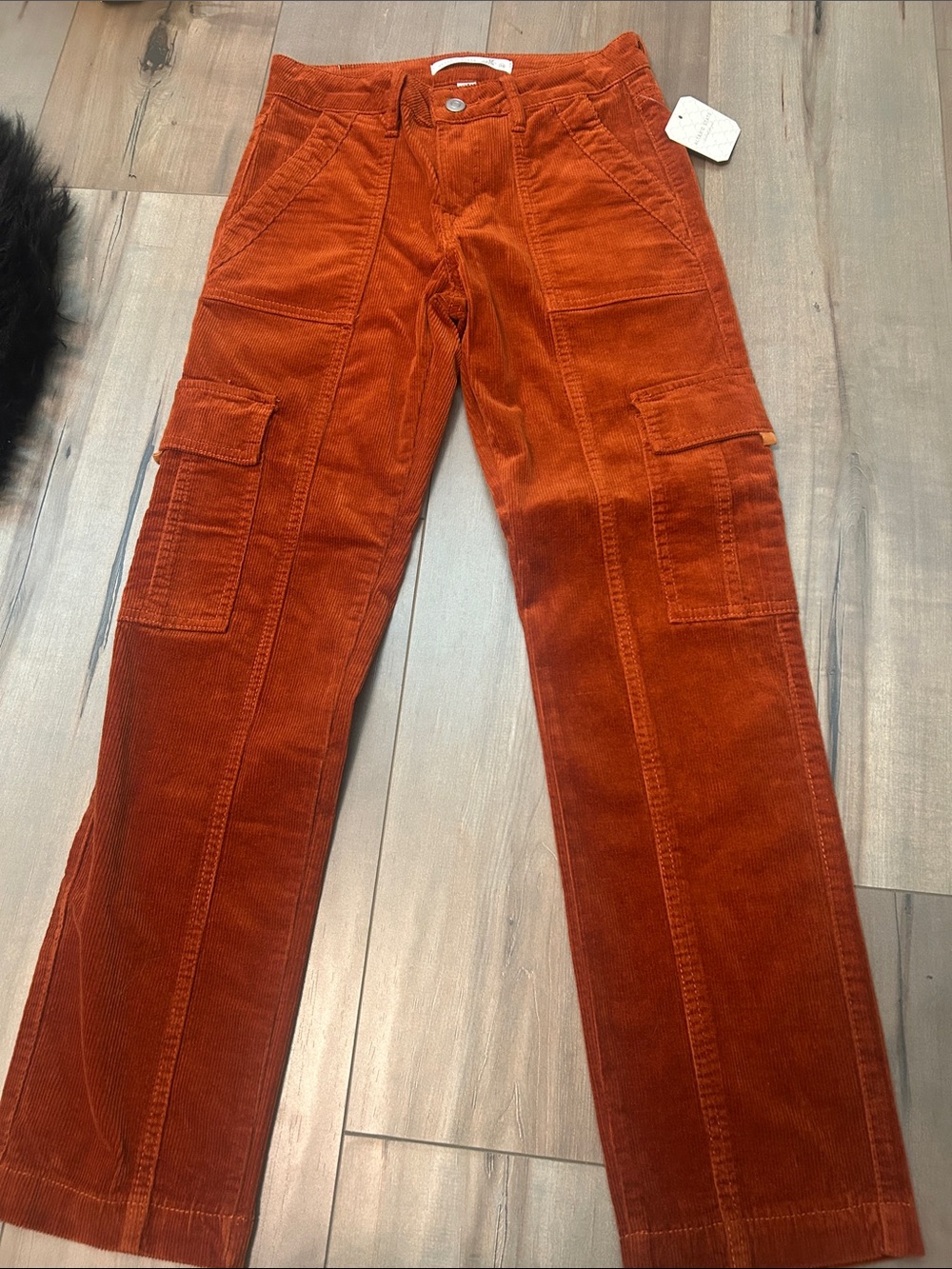 Altar'd State Burnt Orange Corduroy Bootcut Cargo Pants